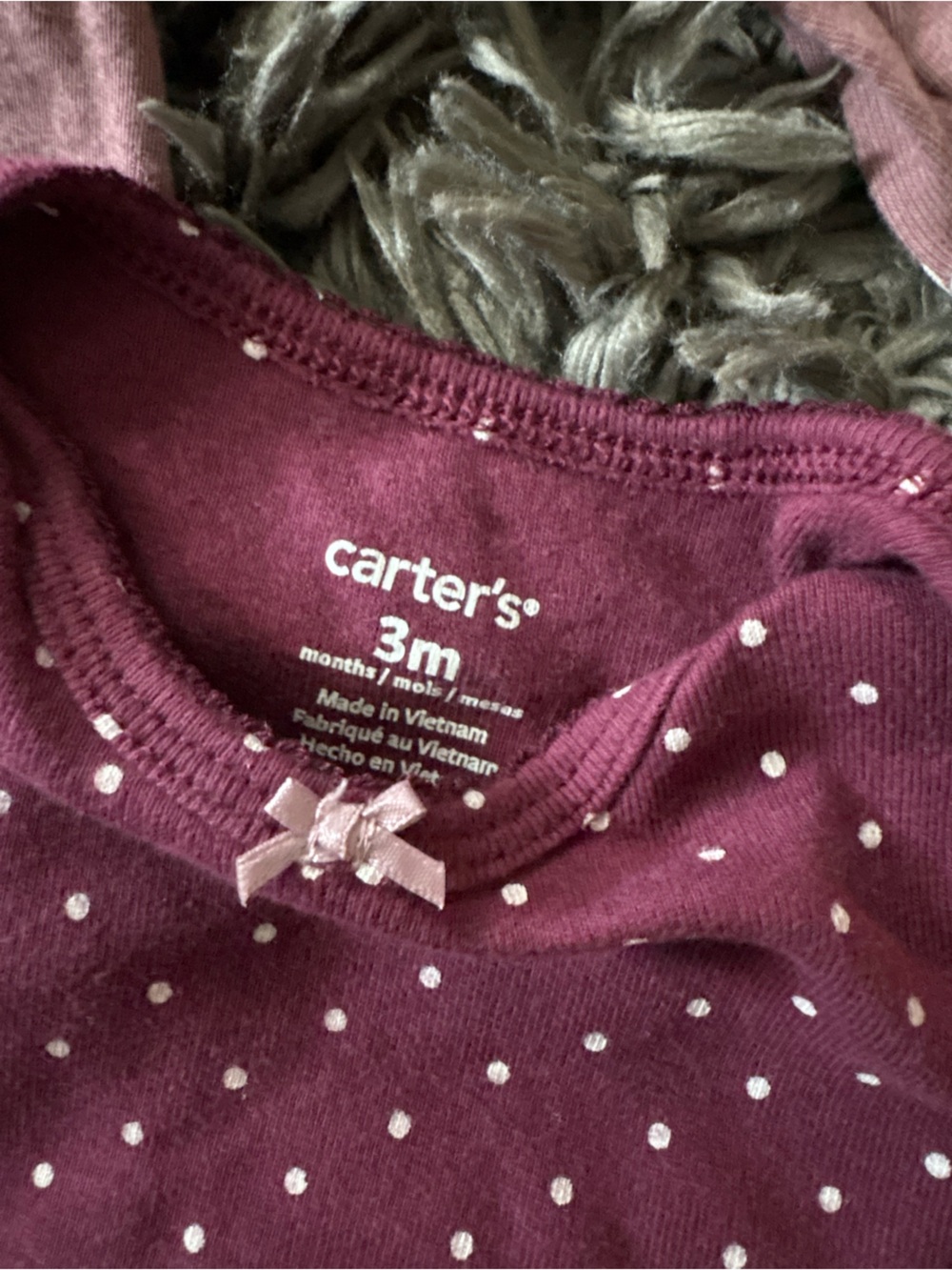 Carter's Maroon Polka Dot Sweater with Pink Bow - Picture 2 of 4